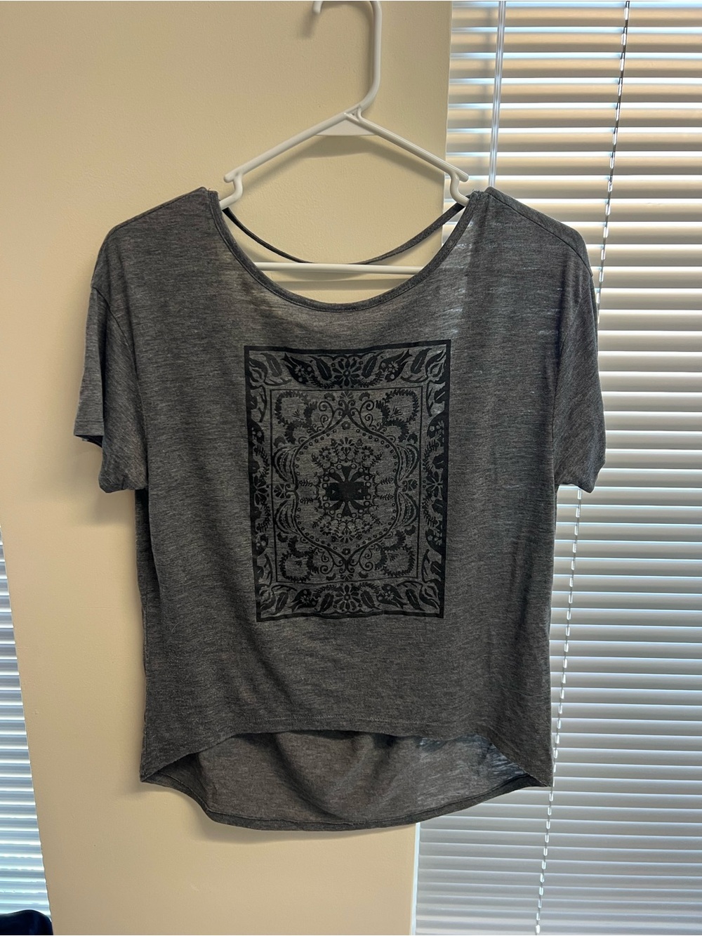 Alternative Charcoal Gray Short Sleeve Tee with Black Ornamental Medallion